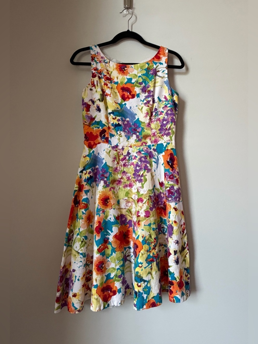 Black Label by Evan-Picone Floral Sleeveless Cotton Lined Dress Size 4